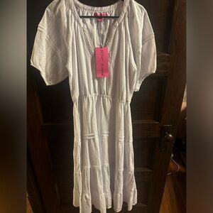 Betsey Johnson White Puff Sleeve Sundress,NWT, Size M